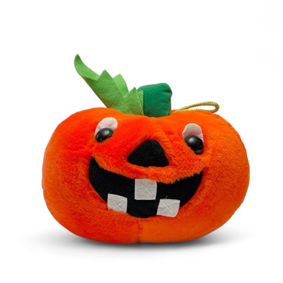 Vintage Wego Pumpkin Jack-O-Lantern Halloween Plush Hanging Stuffie Decor 7.5” - Picture 1 of 8